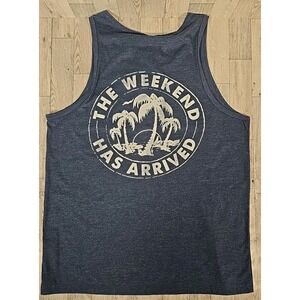 Chubbies Tank Top SMALL Mens The Relaxer Blue Heathered Palm Trees NEW